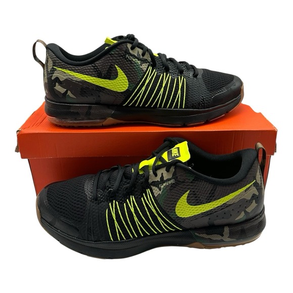 Nike Air Max Effort TR AMP Shoes Men Sz 10.5 Black Volt Camo Sneakers 705367-072